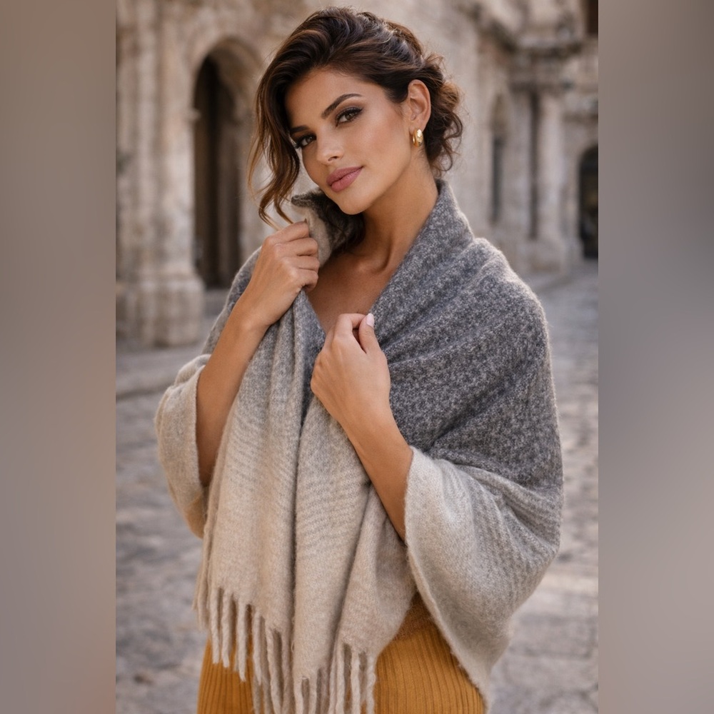 Mer Sea & Co. Always by the Sea Cozy Oversized Ombre Fringe Wrap Scarf